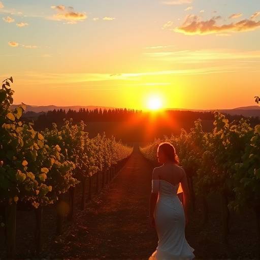 Fotografia di un matrimonio in un vigneto toscano al tramonto