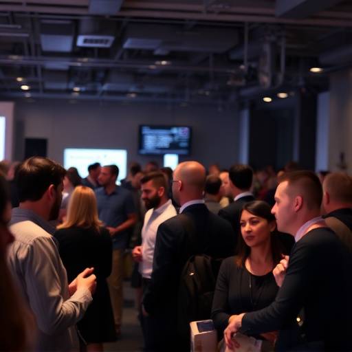 Networking durante un evento aziendale con persone che parlano