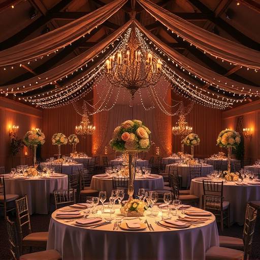 Ricevimento di matrimonio con tavoli imbanditi sotto le stelle